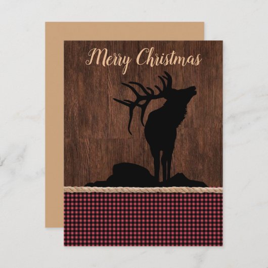 Merry Kerstrustic Elk Feestdagenkaart (Voorkant / Achterkant)