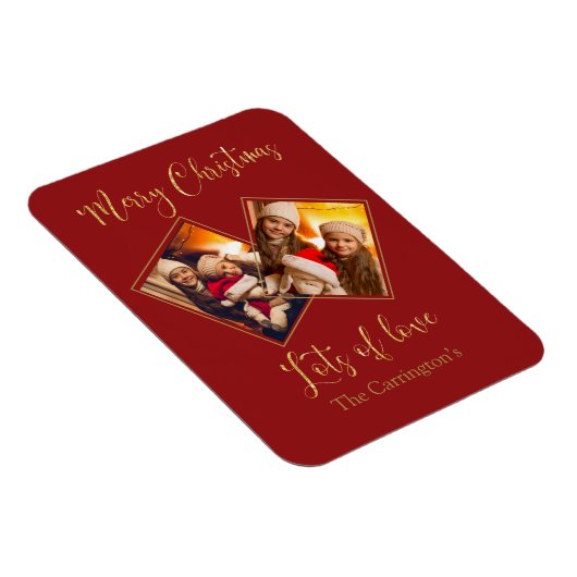 Merry Kerstry Gold Fotonaam rood Magneet (Rechterzijde)