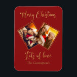 Merry Kerstry Gold Fotonaam rood Magneet<br><div class="desc">Een mooie en feestelijke magneet voor je familie en vrienden. Een groot cadeau voor oma en opa.</div>