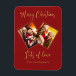 Merry Kerstry Gold Fotonaam rood Magneet<br><div class="desc">Een mooie en feestelijke magneet voor je familie en vrienden. Een groot cadeau voor oma en opa.</div>