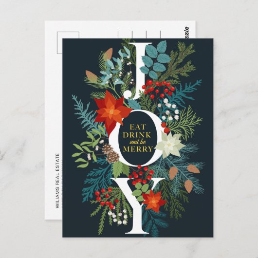 Merry Kerstry JOY Corporate Greeting Briefkaart (Voorkant / Achterkant)