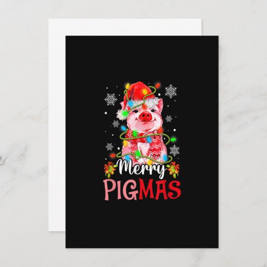 Merry Kerstry Pigmas Cute Pig Funny Xmas_1 Kaart (Voorkant / Achterkant)