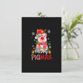 Merry Kerstry Pigmas Cute Pig Funny Xmas_1 Kaart (Staand voorkant)