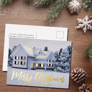 Merry kerstry Real Estate Company Winter Gold Folie Feestdagen Briefkaart