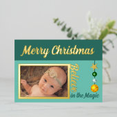 Merry Kerstry voeg foto's toe die groen zijn Folie Feestdagenkaart (Staand Voorkant)