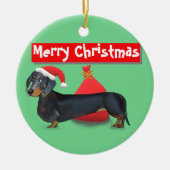 Merry KerstSanta Dachshund Ornament (Voorkant)