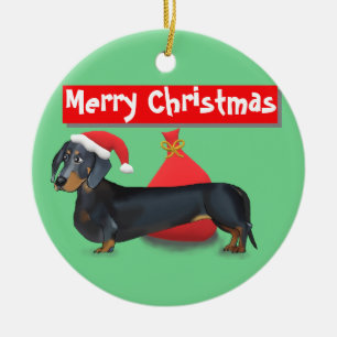 Merry KerstSanta Dachshund Ornament
