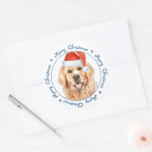 Merry KerstSanta Dog Golden Retriever Ronde Sticker (Envelop)