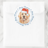 Merry KerstSanta Dog Golden Retriever Ronde Sticker (Tas)