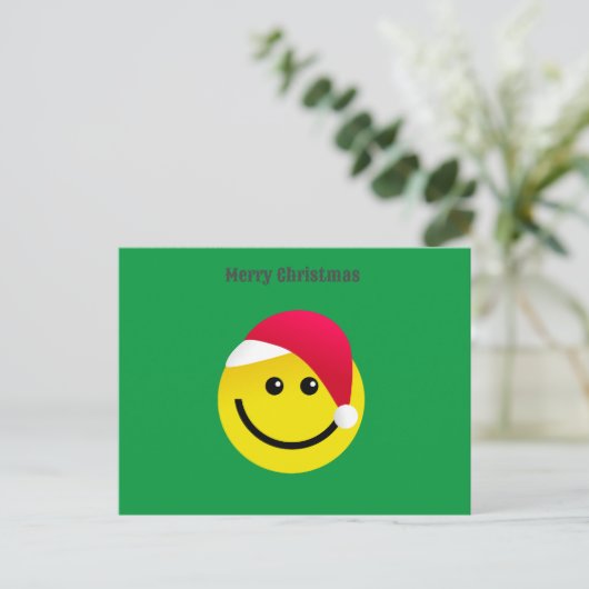 Merry KerstSanta Emoji Holiday Briefkaart (Staand voorkant)