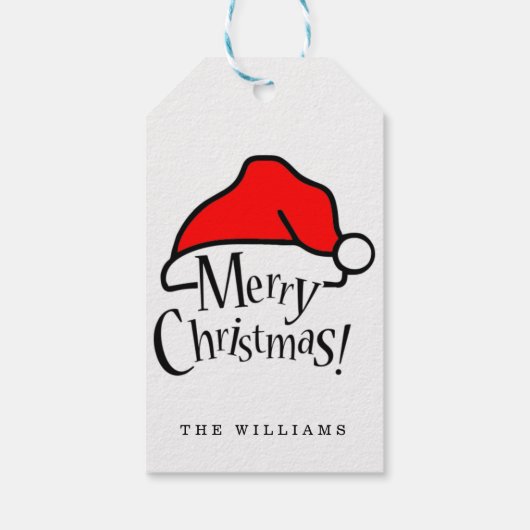 Merry KerstSanta Hat Gift Label Cadeaulabel (Achterkant)