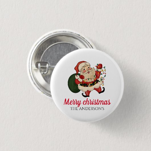 Merry kerstsanta ronde button 3,2 cm (Voorkant /achterkant)