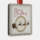 Merry KerstSanta Sleigh Deer Metalen Ornament (Rechts)