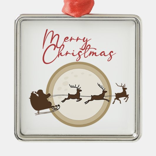 Merry KerstSanta Sleigh Deer Metalen Ornament (Voorkant)