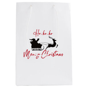 Merry KerstSanta Sleigh en Reindeer Medium Cadeauzakje