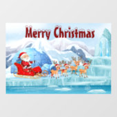Merry KerstSanta Sleigh en Reindeer Raamsticker (Vel)