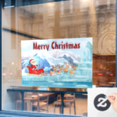 Merry KerstSanta Sleigh en Reindeer Raamsticker (Cafe Raam)