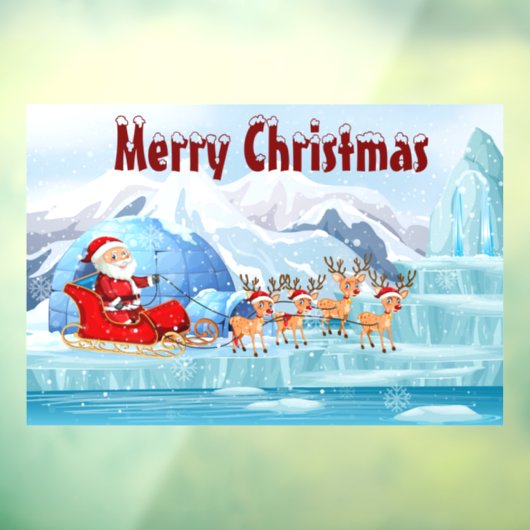 Merry KerstSanta Sleigh en Reindeer Raamsticker (Vel 3)