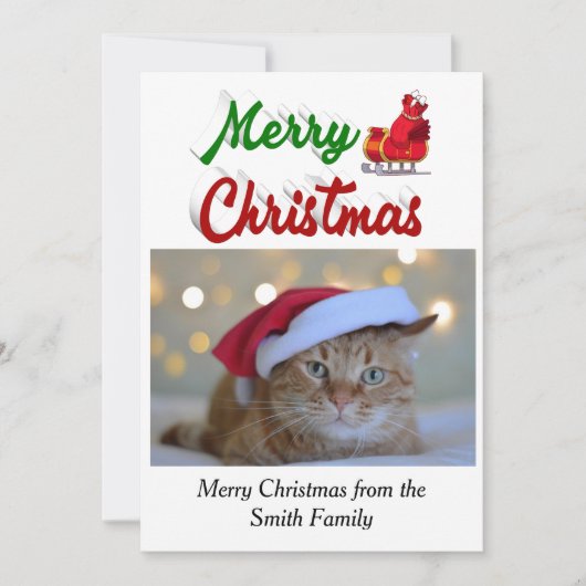 Merry KerstSanta Sleigh-fotoscript Feestdagenkaart (Voorkant)