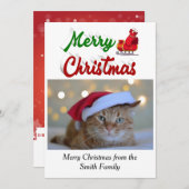 Merry KerstSanta Sleigh-fotoscript Feestdagenkaart (Voorkant / Achterkant)