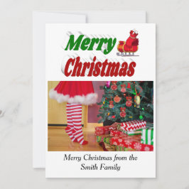 Merry KerstSanta Sleigh-fototypografie Feestdagenkaart