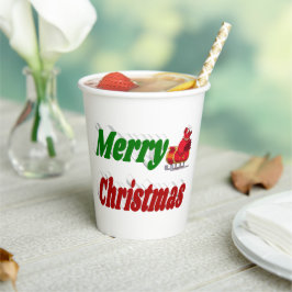 Merry KerstSanta Sleigh-typografie Papieren Bekers