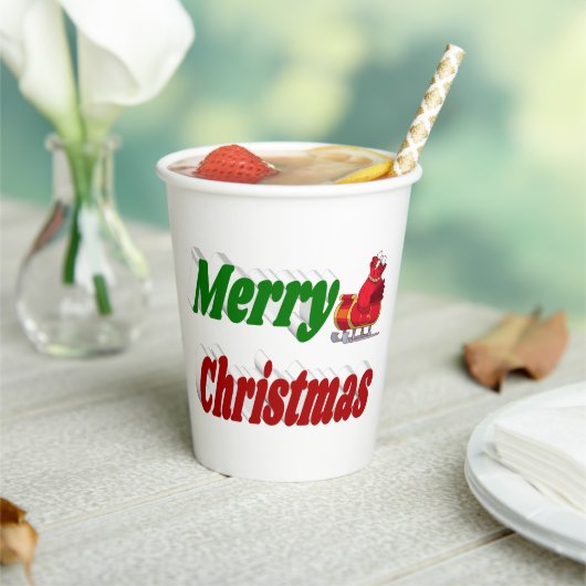 Merry KerstSanta Sleigh-typografie Papieren Bekers (Insitu)