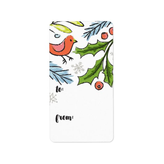 Merry kerstsaus Boughs Gift Label (Voorkant)