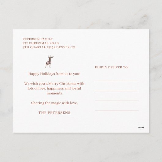 Merry kerstscript 5 foto collage terracotta feestdagenkaart (Achterkant)