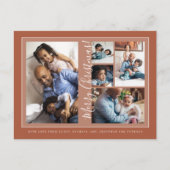 Merry kerstscript 5 foto collage terracotta feestdagenkaart (Voorkant)