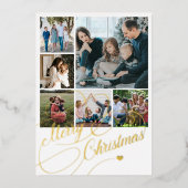Merry kerstscript 6 foto collage familie folie feestdagenkaart (Voorkant)