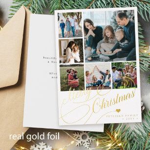 Merry kerstscript 6 foto collage familie folie feestdagenkaart