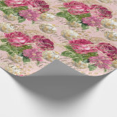 Merry kerstscript Bauble Gold Pink Mint Green Cadeaupapier (Hoek)