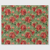 Merry Kerstscript Bauble Gold Red Mint Cadeaupapier (Vlak)