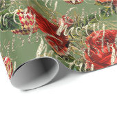 Merry Kerstscript Bauble Gold Red Mint Cadeaupapier (Rol Hoek)