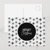 Merry Kerstscript Black Snowflakes Patroon Briefkaart (Voorkant / Achterkant)