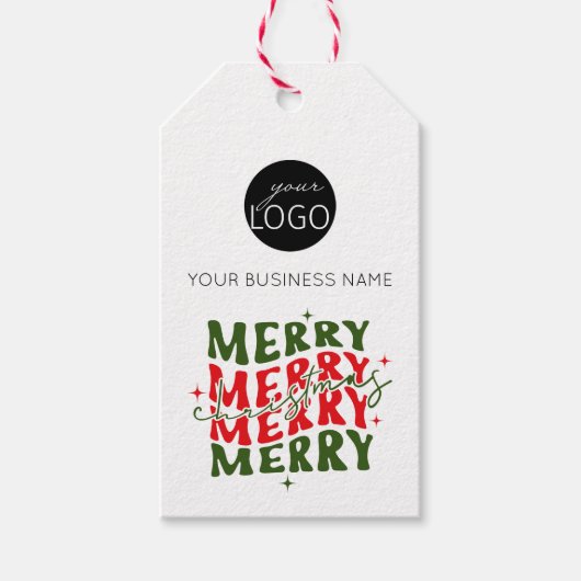 Merry Kerstscript Business Logo Cadeaulabel (Voorkant)