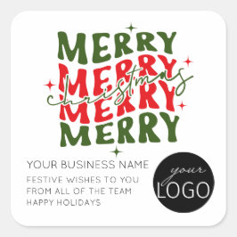 Merry Kerstscript Business Logo Vierkante Sticker
