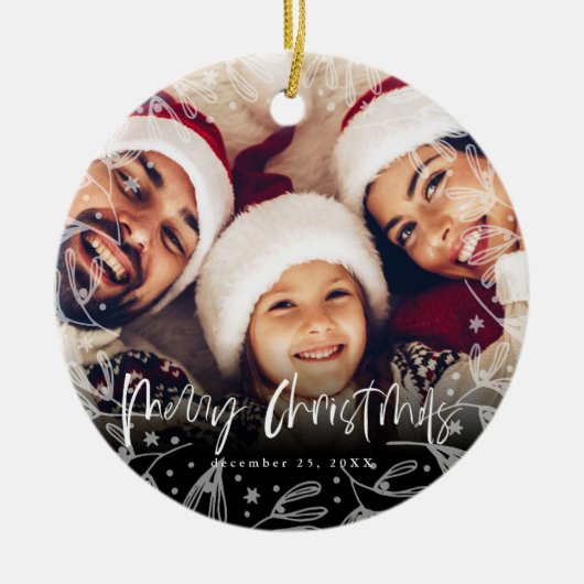 Merry Kerstscript Copy Photo Ceramic Ornament (Voorkant)