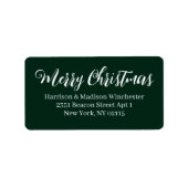 Merry Kerstscript donkergroen retouradres Etiket (Voorkant)