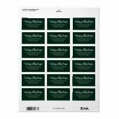 Merry Kerstscript donkergroen retouradres Etiket (Full Sheet)