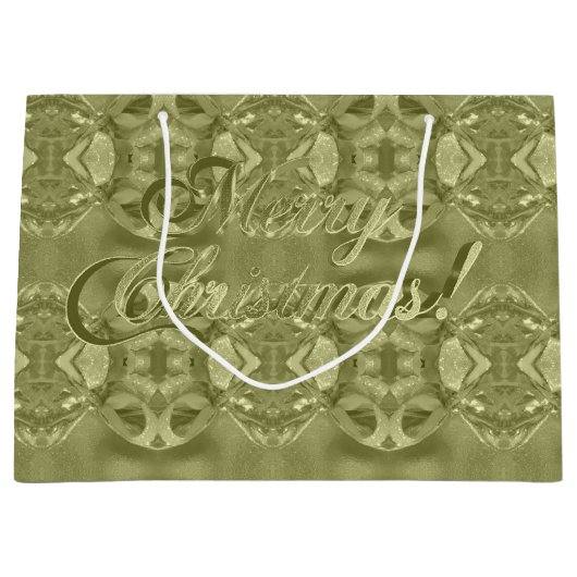 Merry Kerstscript Elegant Green Groot Cadeauzakje (Voorkant)