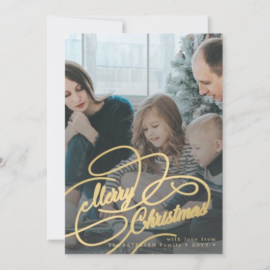 Merry kerstscript, foto-overlay feestdagenkaart (Voorkant)