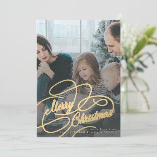 Merry kerstscript, foto-overlay feestdagenkaart (Staand voorkant)