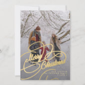 Merry kerstscript fotocollage feestdagenkaart (Voorkant)