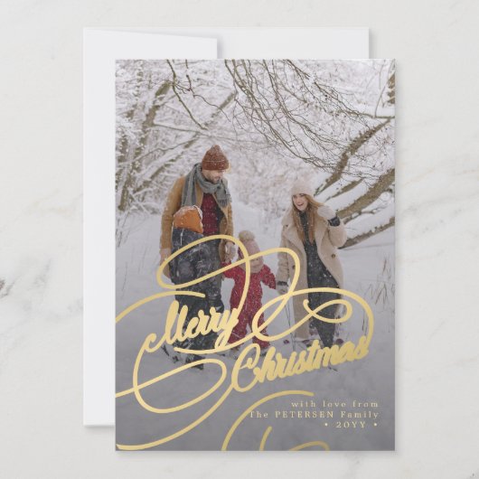 Merry kerstscript fotocollage feestdagenkaart (Voorkant)