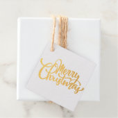 Merry Kerstscript Gold Bedankjes Labels (Met doos)
