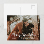 Merry kerstscript Kaart voor fotofeestdag (Voorkant / Achterkant)