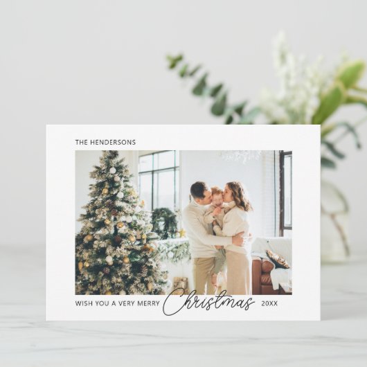 Merry kerstscript Kaart voor fotofeestdag (Staand voorkant)