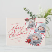 Merry kerstscript, met meerdere foto's, Blush Feestdagenkaart (Staand voorkant)